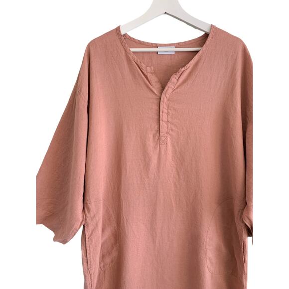 SOLD** Parachute 100% Linen House Dress Caftan Size Large Midi Clay Lagenlook - Picture 6 of 9